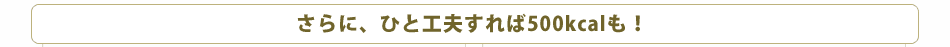 さらに、ひと工夫すれば500kcalも！