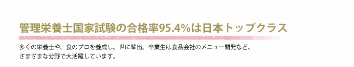 管理栄養士国家試験の合格率95.4％は日本トップクラス